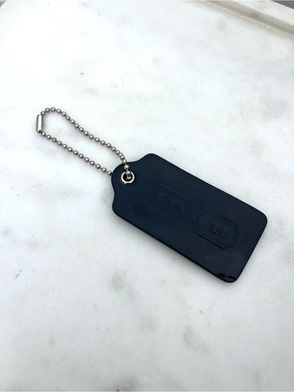 COACH Sleek Patent Leather Hang Tag, Black
